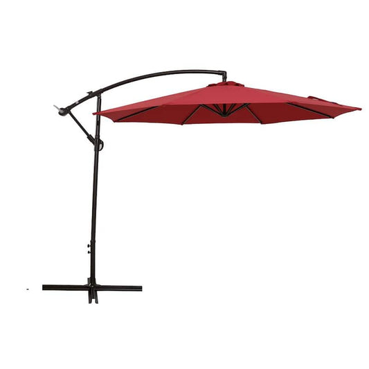 10 ft. Outdoor Dining Table Red Cantilever Umbrella for Garden, Deck, Backyard and Pool