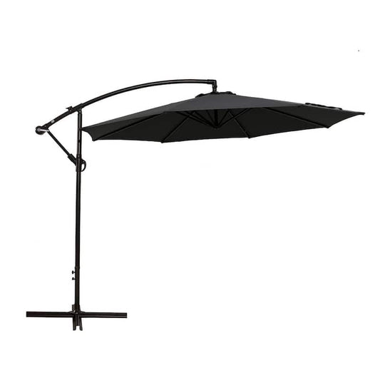 10 ft. Outdoor Dining Table Gray Cantilever Umbrella for Garden, Deck, Backyard and Pool