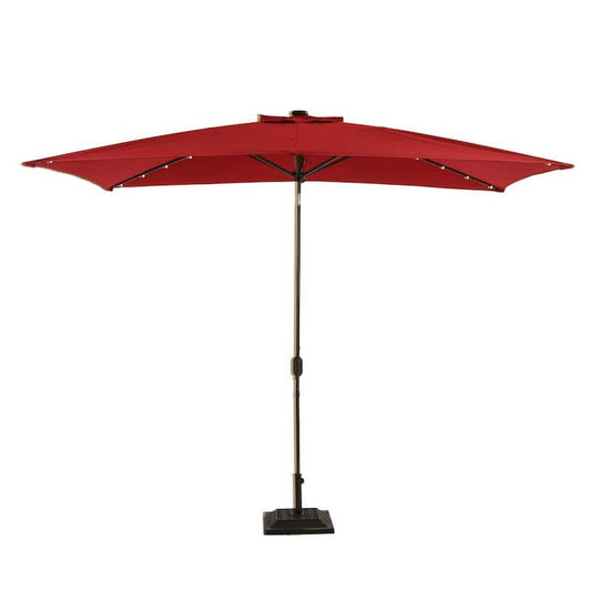 10 ft. Market Patio Umbrella in Red with LED Middle