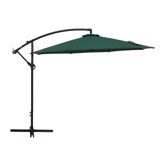 10 ft. Cantilever Outdoor Adjustable Offset Hanging Patio Umbrella in Dark Green