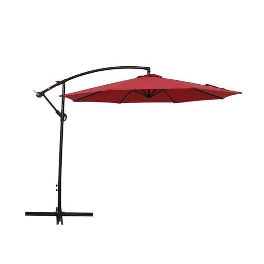 10 ft. Cantilever Outdoor Adjustable Offset Hanging Patio Umbrella in Red
