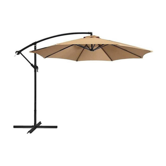 10 ft. Market Patio Umbrella Hanging with Cross Base in Beige