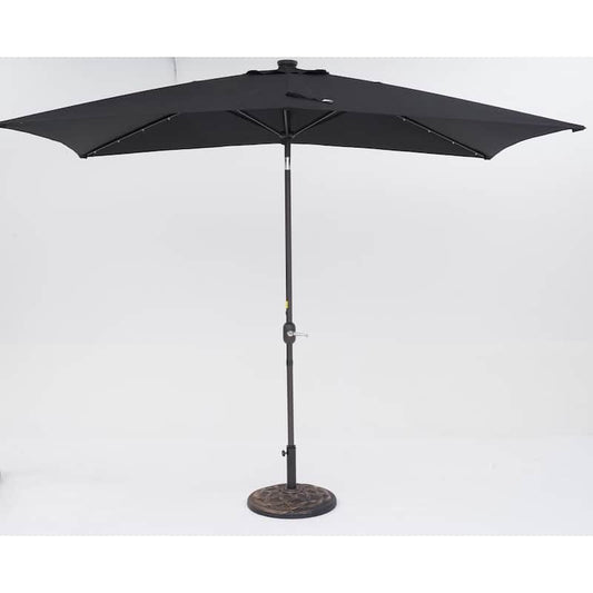 10 ft. Market Patio Umbrella in Black with LED