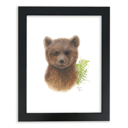 Woodland Littles 2  Bear  by Alyssa Lewis Individual Black Framed Animal Art Print 24 in. x 18 in.