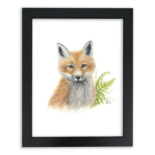 Woodland Littles 2  Fox by Alyssa Lewis Individual Black Framed Animal Art Print 24 in. x 18 in.