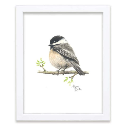 Woodland Tinies  Chickadee by Alyssa Lewis Individual White Framed Animal Art Print 24 in. x 18 in.