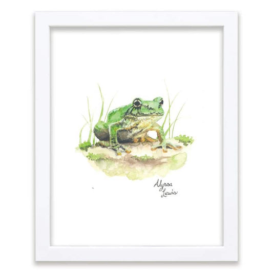Woodland Tinies  Frog  by Alyssa Lewis Individual White Framed Animal Art Print 20 in. x 16 in.