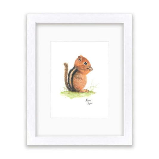 Woodland Tinies  Chipmunk by Alyssa Lewis Individual White Framed with Mat Animal Art Print 20 in. x 16 in.