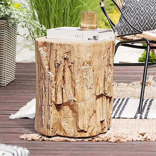 Wood Brown Concrete Wood Outdoor Side Table